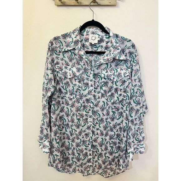 Lili Sidonio Palm Print Relaxed Coord Pants Set M - Picture 3 of 5